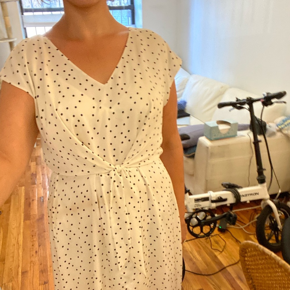 Vince Camilo White & Black A-Line Polka Dot Dress